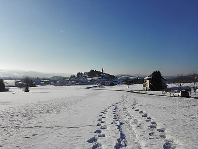 зимни, сняг, пейзаж, зимни, бяло, далеч, Шварценберг