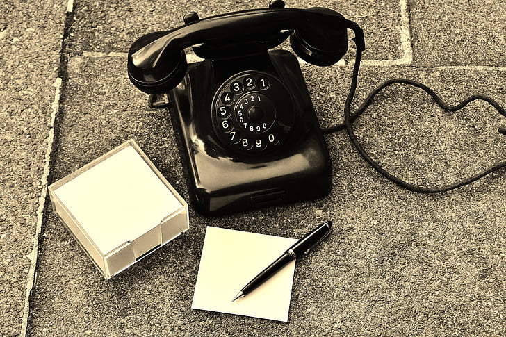 Téléphone, vieux, année de construction 1955, bakélite, Publier, cadran, combiné téléphonique