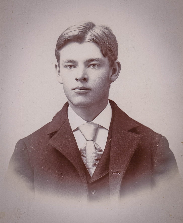 ung man, Vintage, 1910, Lad, retro, gamla bilden, antika foto