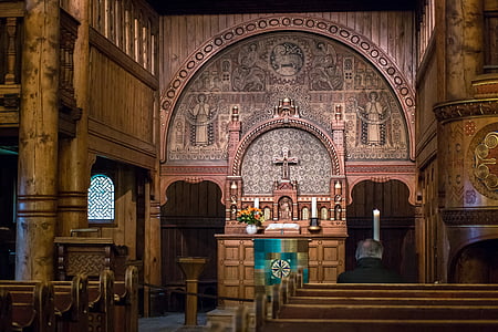 Iglesia de madera de, altar, Cruz, Iglesia, Goslar-hahnenklee, tallado, adornos