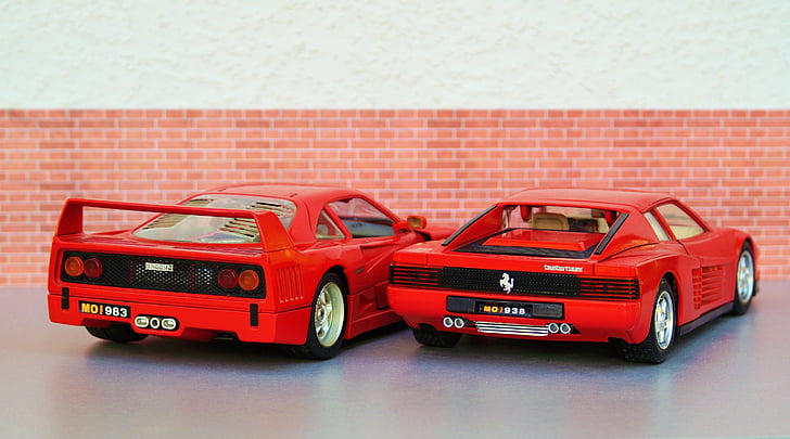 modell autó, automatikus, Ferrari, piros, sportautó, játékok, modell