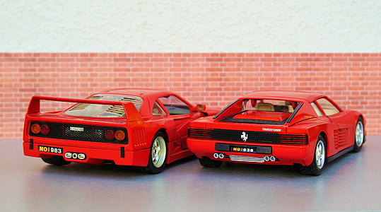 model vozu, auto, Ferrari, červená, sportovní auto, hračky, model