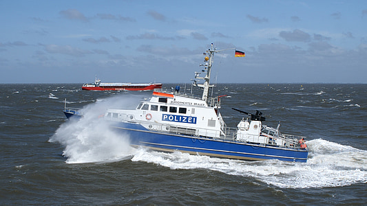 cảnh sát thuyền, khởi động, sử dụng, einsatzkraefe, Cuxhaven, cảnh sát, Bắc Hải