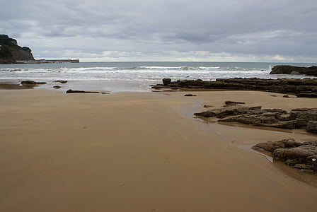 плаж, прилив, пясък, море, брегова линия, природата, вълна