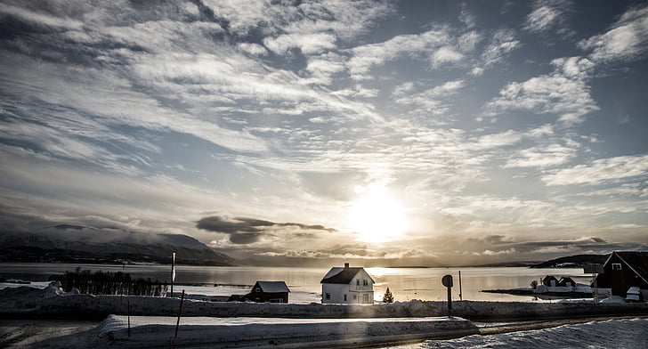 Tromso, Zimní, Letiště, slunce