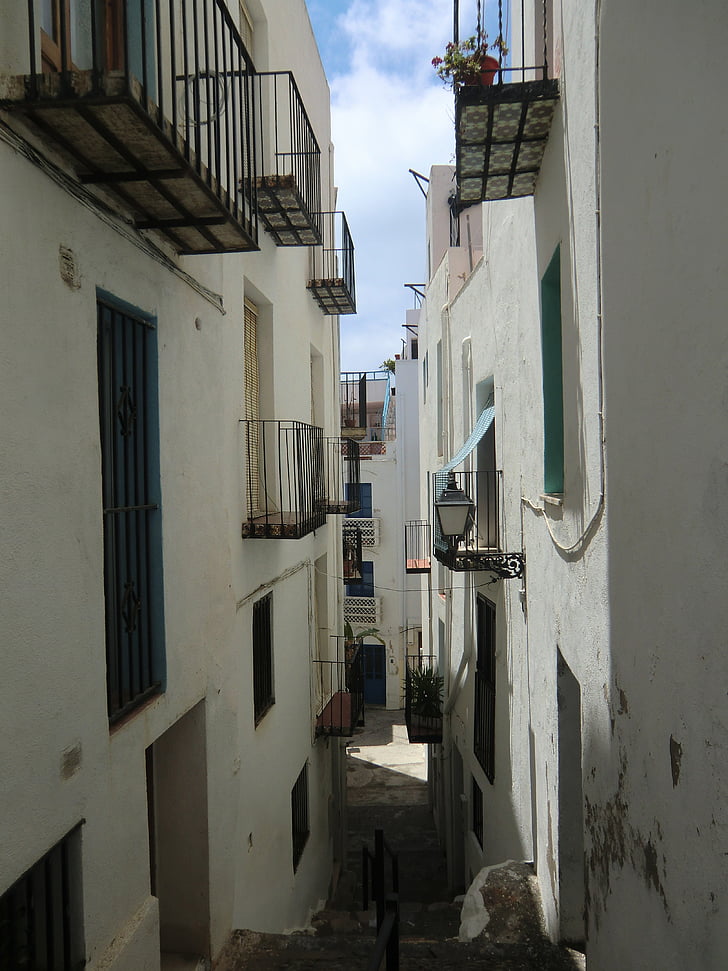 domy, uliciach, Architektúra, bývanie, Peñíscola, Valencia, Castellon