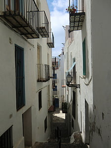casas, ruas, arquitetura, habitação, Peñíscola, Valencia, Castellon