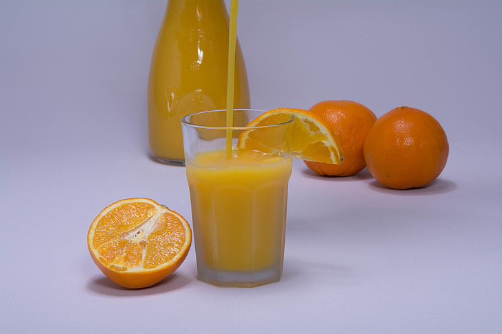 oranža, apelsīnu sula, Frisch, piespieda, veselīgi, stikls, augļi