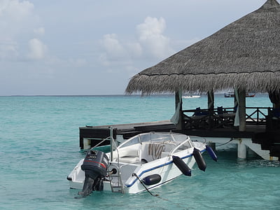 Maldiivid, Beach, meeleolu, Seaside villa, laeva