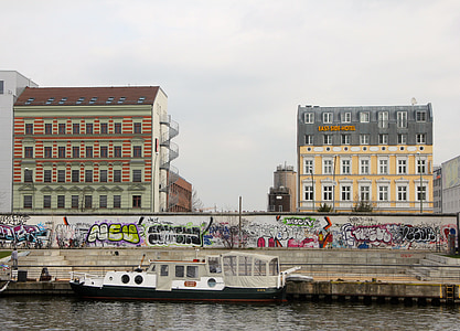 Berlin, Eastside, Németország, struktúrák, graffiti