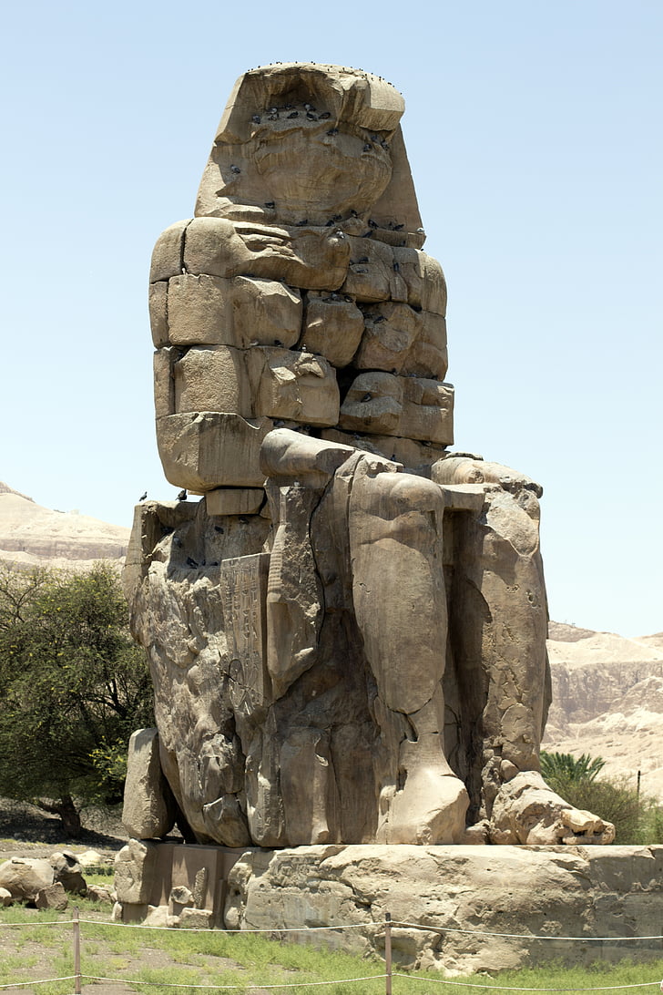Agamemnon, kolosser av memnon, staty, ruin, kultur, Luxor, historiskt sett
