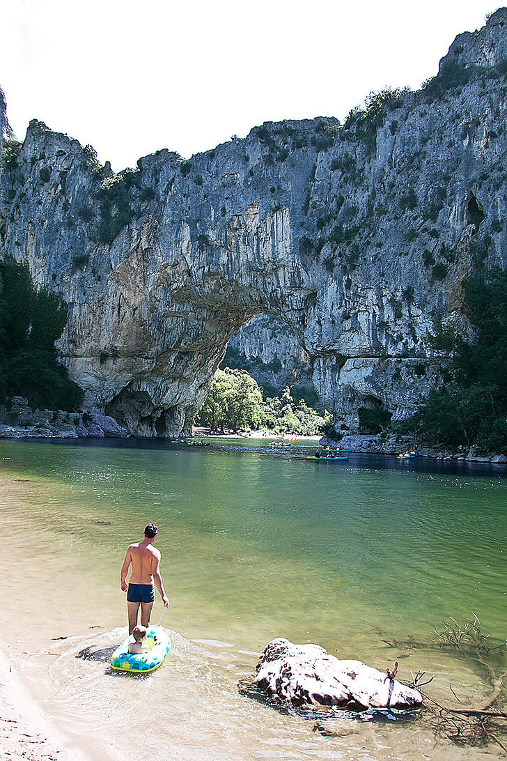 Ardèche, ροκ πύλη, πέτρινη καμάρα, νερά, Φαράγγι, τουριστικά, Ποταμός
