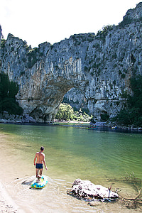 Ardèche, Rock gate, kivi arch, vesillä, rotko, Tourist, River