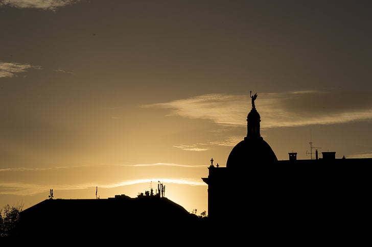 Zagreb, siluett, Sunset, Horvaatia, Euroopa, linn, City