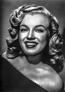 marylyn monroe - female, portait, film, hollywood actress, black And White, women, people
