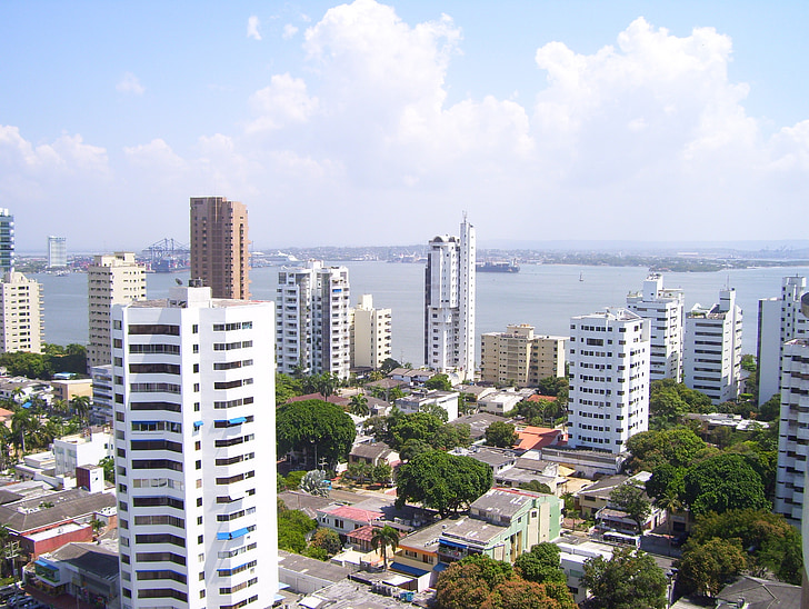 Cartagena, Kolumbie, Karibská oblast, Architektura, Panorama, město, Panoráma města