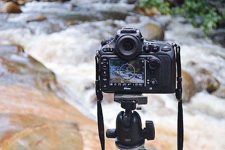 kamera, Nikon, nuotrauka, fotografija, upės, vandens, lauke