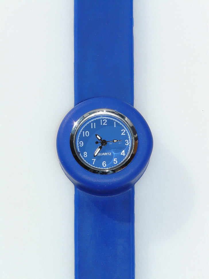 wrist watch, clock, blue, time of, time, time indicating, analog clock