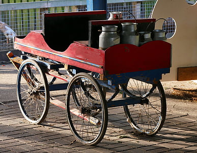 mlieko, vozík, Vintage, staré, preprava, koleso, mliečne výrobky