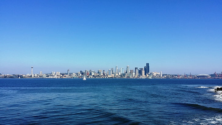 Seattle, Downtown, havet, Washington, staden, Skyline, USA