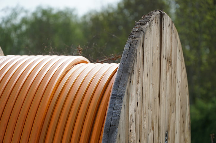 cavo, bobina di cavo, arancio, arrotolato, ruolo, tubo flessibile, Ingegneria civile