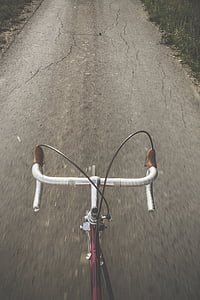 person, riding, veien, sykkel, grå, betong, dagtid