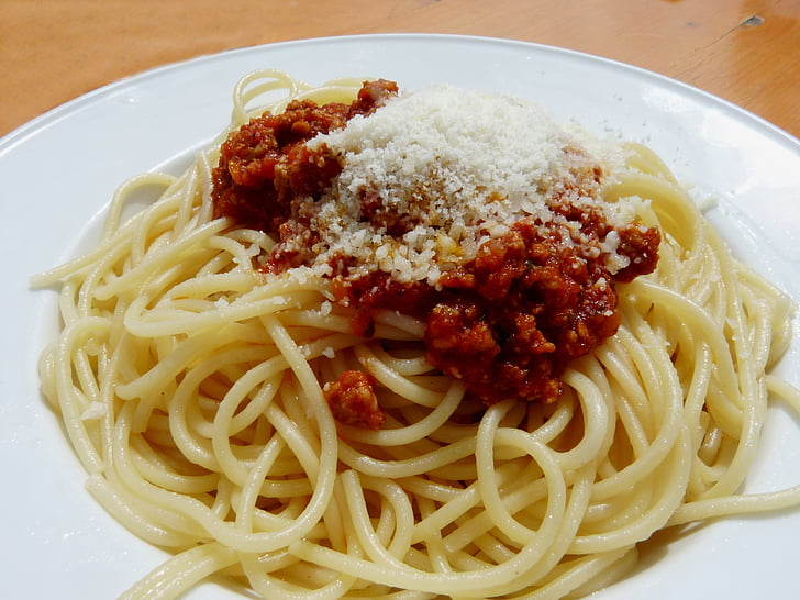 Spaghetti, äta, pasta, mat