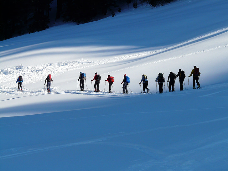 pedalaman skiiing, kenaikan musim dingin, kenaikan, musim dingin, dingin, menjalankan, naik