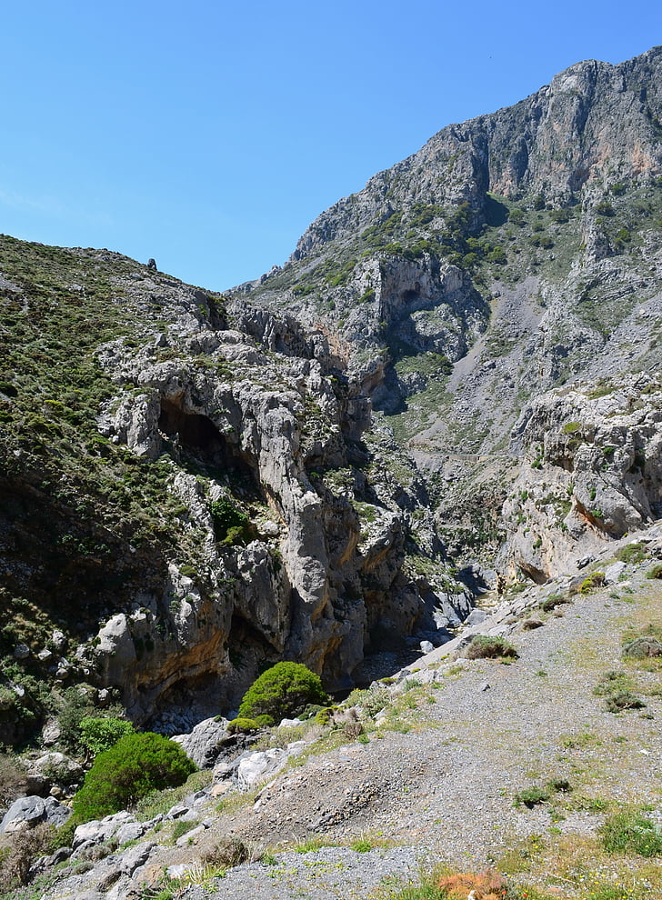 crete, gorge, kourtaliotiko gorge, rock, mountains, landscape, nature