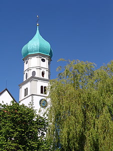 baznīca, Bavaria, debesis, katoļu, tornis, Vācija, tornis