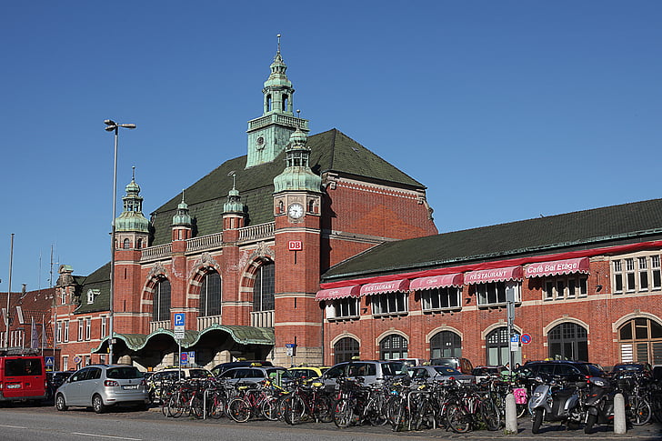 Lübeck, Estação Ferroviária, arquitetura, tijolo, Casa, Historicamente, Mecklenburg