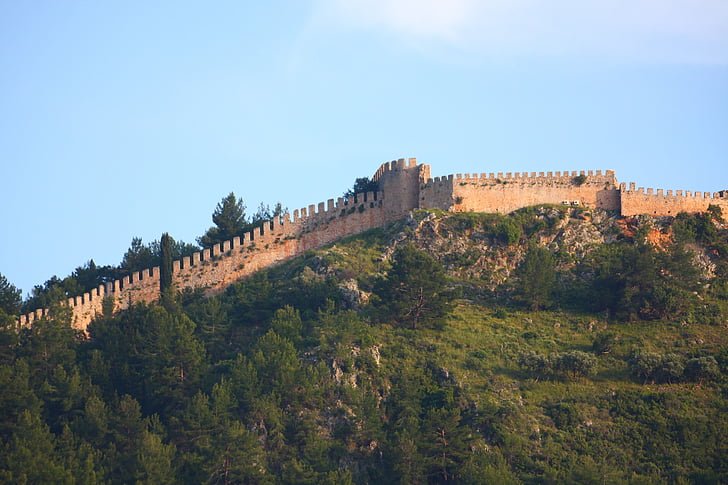 Castello, Alanya, Torre, foresta, giardino, montagna, Panoramica