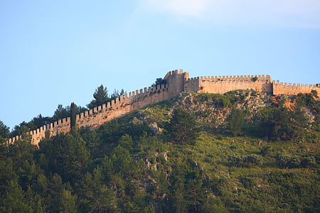 hrad, Alanya, veža, Forest, Záhrada, Mountain, Panoramatické