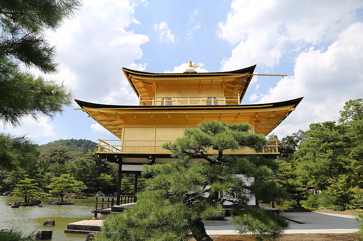 budova, chrám zlatého pavilónu, Japonsko