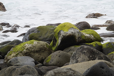 stones, bank, shore stones, rock, rocky, surf, bemoost