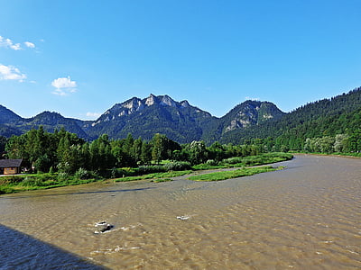 mountains, landscape, river, panorama, nature, view, summer