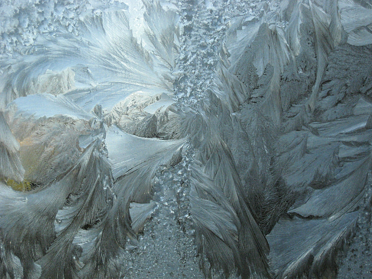 Frosty, ledové, okno, vzor, ze, zasněžené, mráz