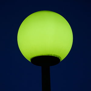 浅い, フォーカス, 写真, グリーン, ランプ, 投稿, 街灯