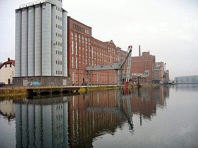 Inner harbour, Duisburg, Port, Architektúra, žeriav, Porúria, Žeriavy