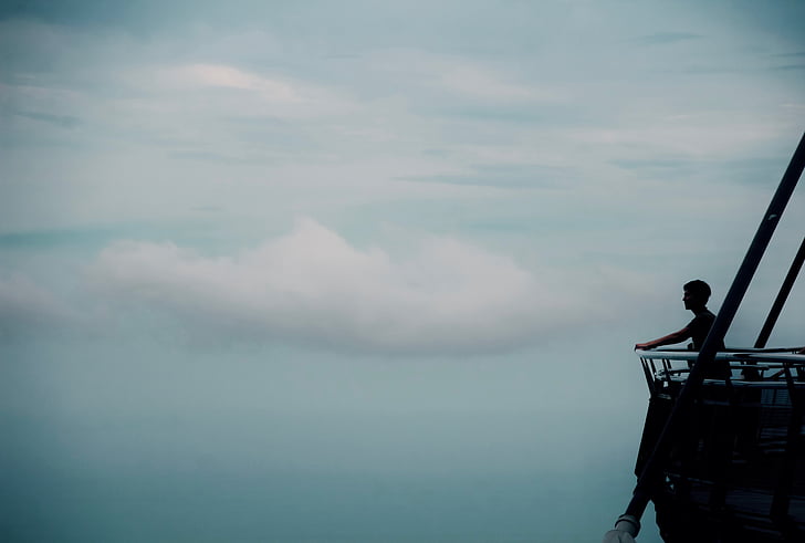 wolken, hemel, mensen, vergadering, silhouet, jongen, Guy