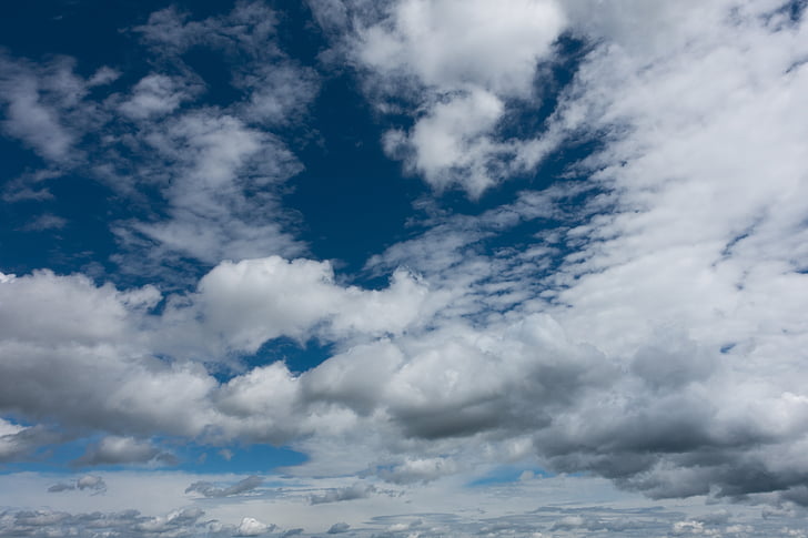 skyen, himmelen, blå, hvit, grå, distriktet, natur