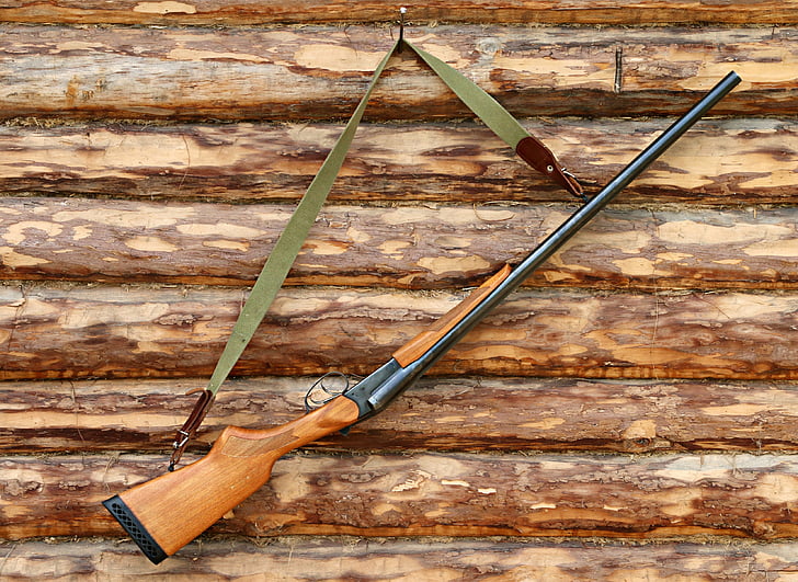 shotgun, weapons, logs, hunting, brown, hunter, wood - Material