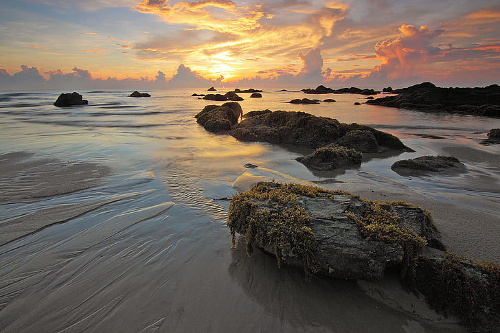 mer, eau, plage, nature, Côte, roches, nuages