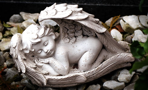Angel, figur, skulptur, sover, resten, harmoni, statuen