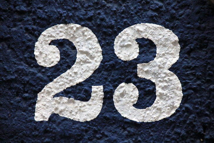 numeris, darbo užmokesčio, namo numeris, mėlyna, balta, mėlyna balta, 23