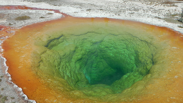 yellowstone, national park, pool, color, deposits, hot, geyser