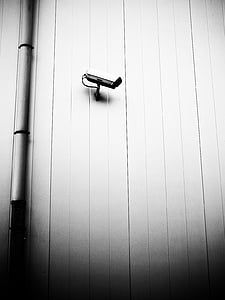 kameraet, sikkerhetssystem, Overvåkningskamera, CCTV, svart-hvitt, spion, NSA