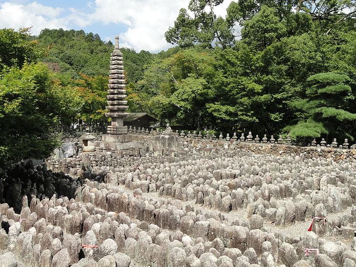 adashino nenbutsuji, Kyoto, Nhật bản, ngôi đền Phật giáo, bức tượng, cấu trúc, tháp