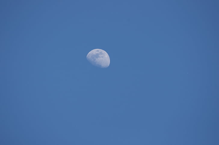 moon, sky, day, scene, blue, peaceful, celestial