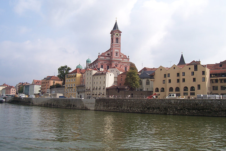 Passau, byen, vann, Tyskland, båtliv, arkitektur, Europa
